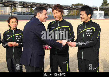 Sebastian Coe, président du LOCOG, le 28 février 2012 - JOC : Sebastian Coe, président du LOCOG, NTC inspectés au niveau National Training Center, Tokyo, Japon. (Photo de Daiju Kitamura/AFLO SPORT) [1045] Banque D'Images