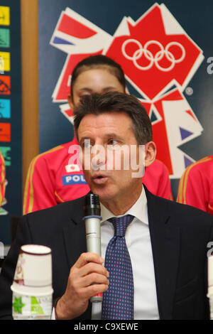 Sebastian Coe, président du LOCOG, le 28 février 2012 - JOC : Sebastian Coe, président du LOCOG, NTC inspectés au niveau National Training Center, Tokyo, Japon. (Photo de Daiju Kitamura/AFLO SPORT) [1045] Banque D'Images