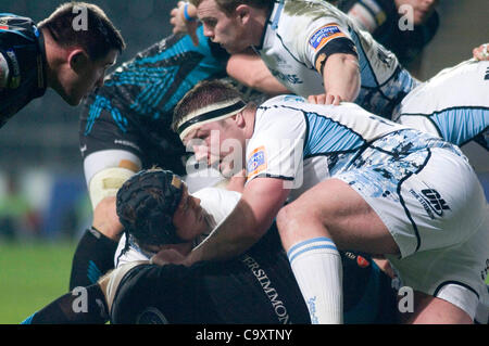 Ospreys v Glasgow Rabodirect PRO12 au Liberty Stadium de Swansea : Glasgow's John Welsh. Banque D'Images