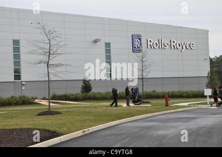 08 mars 2012 - Richmond, Virginie, États-Unis - Vue extérieure de l'usine de Rolls-Royce à Crosspointe à Prince George comté où le président Obama a parlé de plan de relance de l'emploi dans le secteur manufacturier aux États-Unis (Image Crédit : © Tina Fultz/ZUMAPRESS.com) Banque D'Images