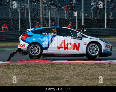 WTCC Monza Course 1 2012 11 mars 2012 Tom Chilton Ford Focus durs sur deux roues Banque D'Images