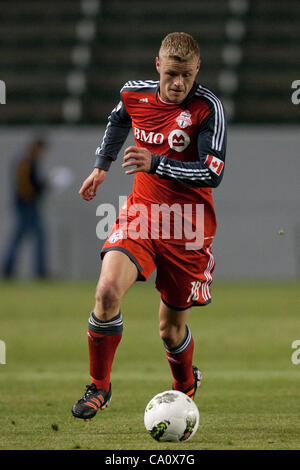 14 mars 2012 - Carson, Californie, États-Unis - Nick Soolsma avant Toronto FC # 18 en action lors de la Ligue des Champions de la CONCACAF match entre Toronto FC et le Los Angeles Galaxy au Home Depot Center. (Crédit Image : © Brandon/ZUMAPRESS.com) Parry/Southcreek Banque D'Images