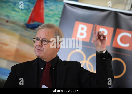 UK, patrons de la BBC révèlent leurs plans pour la couverture des Jeux Olympiques de 2012 la voile à la Weymouth and Portland National Sailing Academy, Portland, Dorset, Angleterre. Dave Gordon, directeur de BBC d'événements majeurs, il a couvert 5 Jeux Olympiques. 22/03/2012 Photo par : Dorset Service de média. Banque D'Images