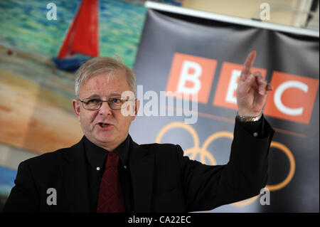 UK, patrons de la BBC révèlent leurs plans pour la couverture des Jeux Olympiques de 2012 la voile à la Weymouth and Portland National Sailing Academy, Portland, Dorset, Angleterre. Dave Gordon, directeur de BBC d'événements majeurs, il a couvert 5 Jeux Olympiques. 22/03/2012 Photo par : Dorset Service de média. Banque D'Images
