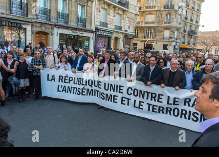 Paris, France. Manifestation française contre le racisme et l'antisémitisme, rassemblement contre la xénophobie, Communauté juive d'europe, citoyens multiraciaux, démocratie Banque D'Images