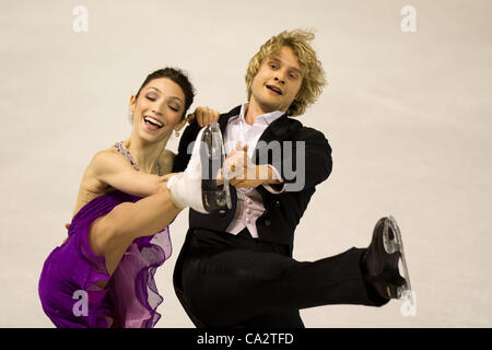 Meryl Davis / Charlie White (USA), le 27 mars 2012 - Patinage Artistique : La séance au cours de l'USI 2012 Championnat du monde de patinage artistique, au Palais des Expositions, Nice, France, (Photo par Enrico Calderoni/AFLO SPORT) [0391] Banque D'Images