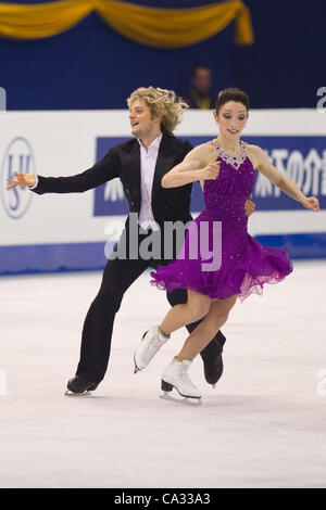 Meryl Davis / Charlie White (USA), le 29 mars 2012 - Patinage Artistique : danse libre danse sur glace au cours de la finale du Championnat du monde de patinage artistique 2012, au Palais des Expositions, Nice, France, (Photo par Enrico Calderoni/AFLO SPORT) [0391] Banque D'Images