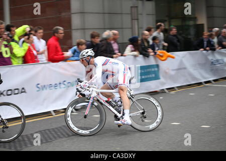 Chris Opie (Grande-Bretagne) de l'équipe de France Jeunes - Phase 7 de Halfords Tour série 2012 à Canary Wharf Banque D'Images