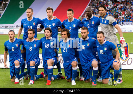 Groupe de l'équipe de l'Italie (ITA), 1 juin 2012 - Football / Soccer : Mario Balotelli (ITA), 1 juin 2012 - Football : match amical entre l'Italie 0-3 la Russie au stade du Letzigrund à Zurich, Suisse. Leonardo Bonucci , Andrea Barzagli , Christian Maggio , Mario Balotelli Banque D'Images