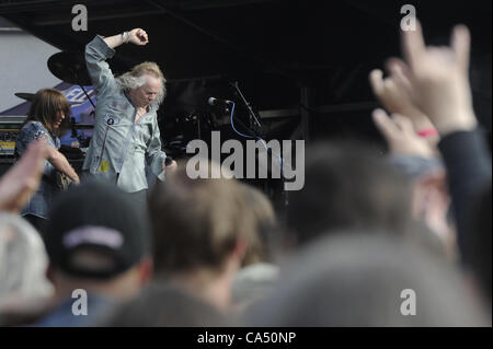 Groupe de rock britannique Uriah Heep en concert au Metalfest Open Air 2012 à Pilsen, République tchèque le 8 juin 2012. (Photo/CTK Petr Eret) Banque D'Images