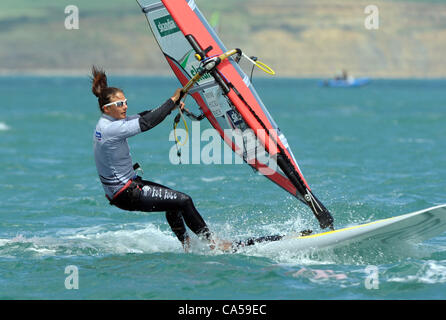 Sail for gold medal races à Portland, dans le Dorset, Royaume-Uni Bryony Shaw Womens Équipe RSX GO. Photo par : DORSET MEDIA SERVICE Banque D'Images