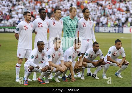 11.06.2012. Donetsk, Ukraine. Photo de l'équipe James Milner Danny Welbeck John Terry Joe hard français jeunes gardien League Ashley Scott Parker Steven Gerrard Ashley Cole Alex Oxlade Chamberlain Match 7 GROUPE D France contre l'Angleterre Banque D'Images