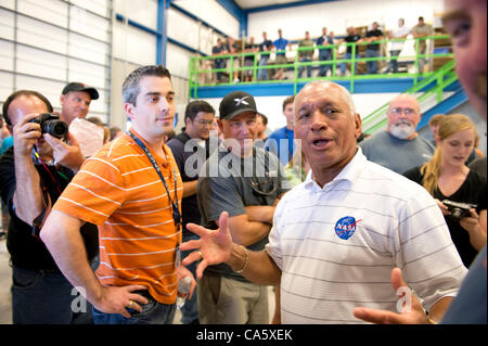 McGregor, Texas, où un banc d'essai de fusées s'avance vers le ciel qui sera utilisée pour les évaluations futures de véhicules de lancement privé par SpaceX. Banque D'Images