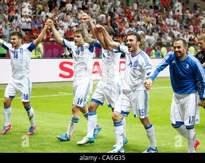 Grèce / Grèce RUSSIE CÉLÈBRENT LA VICTOIRE DU STADE NATIONAL DE VARSOVIE POLOGNE 16 Juin 2012 Banque D'Images