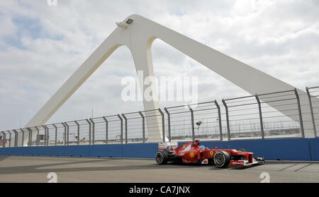 Fernando Alonso (ESP) Ferrari F2012 dans l'lors des essais libres s'exécute pour le Grand Prix de Formule 1 de Valence, Espagne le 22.06.2012 Banque D'Images