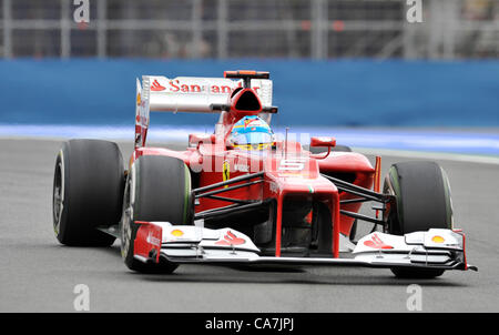 Fernando Alonso (ESP) Ferrari F2012 dans l'lors des essais libres s'exécute pour le Grand Prix de Formule 1 de Valence, Espagne le 22.06.2012 Banque D'Images