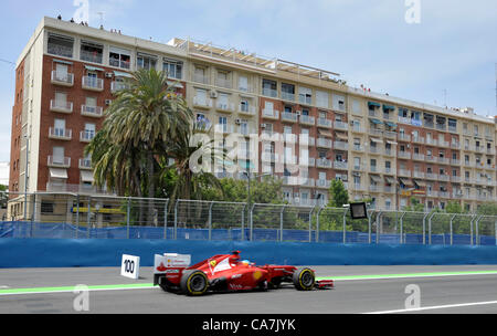 Fernando Alonso (ESP) Ferrari F2012 dans l'lors des essais libres s'exécute pour le Grand Prix de Formule 1 de Valence, Espagne le 22.06.2012 Banque D'Images