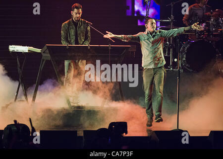 23 juin 2012, Chiba, Japon - Linkin Park sur scène durant les MTV Video Music Awards Japan event. (Photo Christopher Jue/AFLO) Banque D'Images