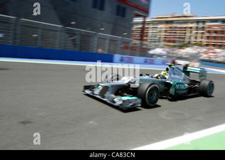 Grand Prix d'Europe - Formule 1 - F1 - Valencia, Espagne - 24/06/2012 - Dimanche, la race - Nico Rosberg, Mercedes, au cours de la tour de réchauffement Banque D'Images