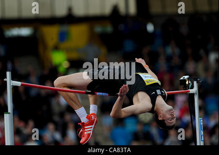 24.06.2012 Birmingham, Angleterre. AVIVA 2012 Athlétisme, essais olympiques. Tom Parson's, saut en hauteur hommes en action à l'Alexander Stadium. Banque D'Images