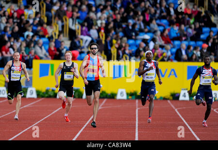 24.06.2012 Birmingham, Angleterre. AVIVA 2012 Athlétisme, essais olympiques. Martyn Rooney, remporte le 400 mètres hommes à l'Alexander Stadium. Banque D'Images