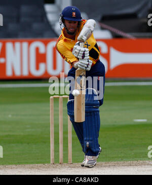 26.06.12 Chelmsford, Angleterre : Mark Pettini d'Essex County Cricket lors d'adéquation entre l'Essex et l'Australie a joué à la Ford County Ground le 26 juin 2012 à Chelmsford, Royaume-Uni Banque D'Images