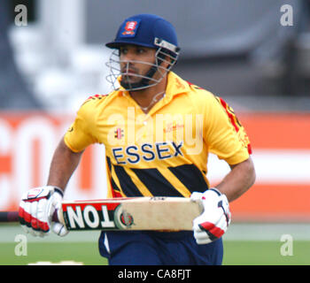 26.06.12 Chelmsford, Angleterre : Ravinder Bopara d'Essex County Cricket lors d'adéquation entre l'Essex et l'Australie a joué à la Ford County Ground le 26 juin 2012 à Chelmsford, Royaume-Uni Banque D'Images