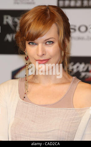 Sep 3, 2010 - Tokyo, Japon - Actrice Milla Jovovich assiste à la conférence de presse faisant la promotion de leur film Resident Evil : Afterlife 3D' à Tokyo, Japon. Le film s'ouvre le 10 septembre dans le monde entier. (Crédit Image : © Junko Kimura/Jana/ZUMApress.com) Banque D'Images