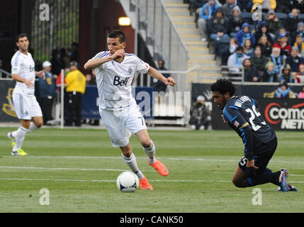 31 mars 2012 - Chester, Pennsylvanie, États-Unis - Sébastien LE TOUX ancien joueur de l'Union et joue maintenant pour les Whitecaps de Vancouver en action à son premier match de retour à PPL Park. (Crédit Image : © Ricky Fitchett/ZUMAPRESS.com) Banque D'Images