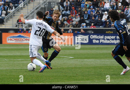 31 mars 2012 - Chester, Pennsylvanie, États-Unis - DAVIDE CHIUMIENTO des Whitecaps de Vancouver dans l'action contre l'Union européenne à BRIAN CARROLL PPL Park. (Crédit Image : © Ricky Fitchett/ZUMAPRESS.com) Banque D'Images