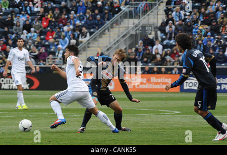 31 mars 2012 - Chester, Pennsylvanie, États-Unis - DAVIDE CHIUMIENTO des Whitecaps de Vancouver dans l'action contre l'Union européenne à BRIAN CARROLL PPL Park. (Crédit Image : © Ricky Fitchett/ZUMAPRESS.com) Banque D'Images