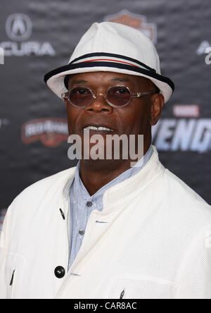 SAMUEL L. JACKSON THE AVENGERS. Première mondiale HOLLYWOOD LOS ANGELES CALIFORNIA USA 11 avril 2012 Banque D'Images