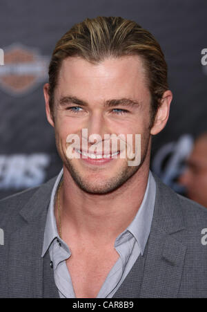 CHRIS HEMSWORTH THE AVENGERS. Première mondiale HOLLYWOOD LOS ANGELES CALIFORNIA USA 11 avril 2012 Banque D'Images