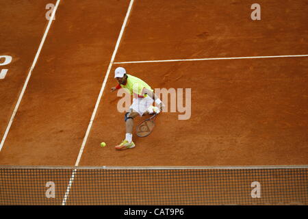 Monte Carlo, Monaco. Fenando Verdasco(ESP) en action contre Jo-Wilfried Tsonga (FRA) 3ème tour Rolex Masters au Monte Carlo Country Club, Monaco. Banque D'Images