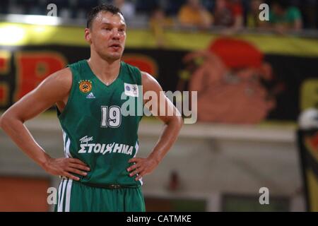 Sarunas Jasikevicius au cours Aris Thessalonikis vs Panathinaikos Basketball Grèce 21th avril 2012 Banque D'Images