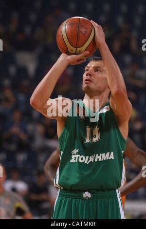 Sarunas Jasikevicius au cours Aris Thessalonikis vs Panathinaikos Basketball Grèce 21th avril 2012 Banque D'Images