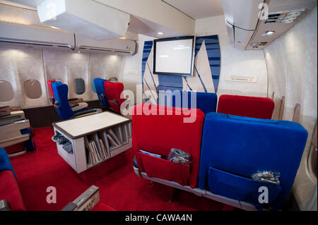 Anthony Toth a construit un Pan Am 747 vintage cabine 1ère classe dans son garage à l'aide de pièces récupérées d'origine. Toth, de Redondo Beach, Californie, USA, espère la cabine va devenir un musée. Banque D'Images