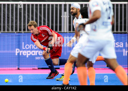 06.05.2012 Londres, Angleterre. Grande-bretagne en avant # 7 Ashley JACKSON (GBR) en action au cours de la médaille de bronze entre la Grande-Bretagne et l'Inde au jour 5 de la compétition invitation Visa International au tournoi de hockey de la rive Arena sur le parc olympique. (C'est un événement de test des Jeux Olympiques de 2012, p Banque D'Images