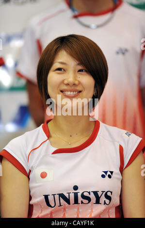 Reiko Shiota (JPN), 8 mai 2012 - Badminton : le Japon Équipe nationale au cours de la conférence de presse de l'entrée représentant de Jeux olympiques de Londres au centre de formation national d'Ajinomoto, Tokyo, Japon. (Photo de Jun Tsukida/AFLO SPORT) [0003] Banque D'Images