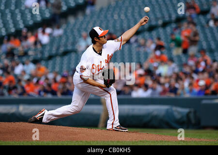 15 mai 2012 - Baltimore, Maryland, États-Unis - Baltimore, MD- 15 mai : pitcher Wei-Yin Chen Orioles durant la Nouvelle York Yankee v Baltimore Orioles à l'Oriole Park at Camden Yards de Baltimore, MD, le 07/09/12. (Crédit Image : © Ryan Lasek/Eclipse/ZUMAPRESS.com) Banque D'Images