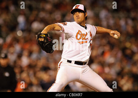 15 mai 2012 - Baltimore, Maryland, États-Unis - Baltimore, MD- 15 mai : pitcher Wei-Yin Chen Orioles durant la Nouvelle York Yankee v Baltimore Orioles à l'Oriole Park at Camden Yards de Baltimore, MD, le 07/09/12. (Crédit Image : © Ryan Lasek/Eclipse/ZUMAPRESS.com) Banque D'Images