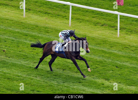 Mgr Roko monté par James Doyle remporte la mise sur votre mobile au bluesq.com E B F Maiden Stakes Cl4 1m2f6y - les courses de chevaux à l'Hippodrome de Newbury, Berkshire - 24/03/2012 - CRÉDIT OBLIGATOIRE : Martin Dalton Banque D'Images