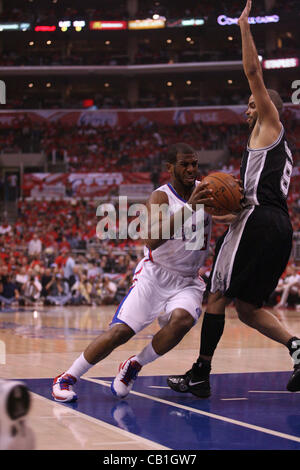 19.05.2012. Staples Center, Los Angeles, Californie. Chris Paul # 3 de la tondeuse pendant le jeu. Les San Antonio Spurs défait les Los Angeles Clippers par le score final de 96-86 dans le jeu 3 de la NBA playoffs au Staples Center dans le centre-ville de Los Angeles CA. Banque D'Images