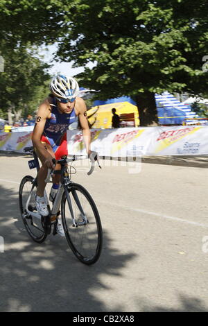 Triathlon ITU World Series - Campeonato del mundo de triatlon ; Casa de Campo, Madrid - Les Femmes de l'Élite Série - Marta Jimenez de l'Espagne Banque D'Images