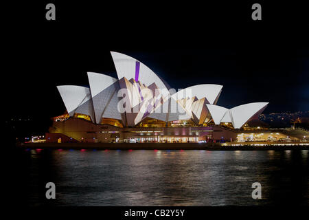 Sydney, Australie, le 26 mai 2012. Vivid Sydney Festival commence à la lumière, de la musique, de la musique et de l'industrie de l'Opéra de Sydney devient une toile pour multi-primé dans la conception allemande URBANSCREEN collective Le festival se poursuit jusqu'au 11 juin. Banque D'Images