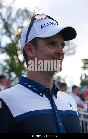 27.05.2012 Wentworth, en Angleterre. Justin Rose (FRA) avant la cérémonie des gagnants du BMW PGA Championship. Banque D'Images