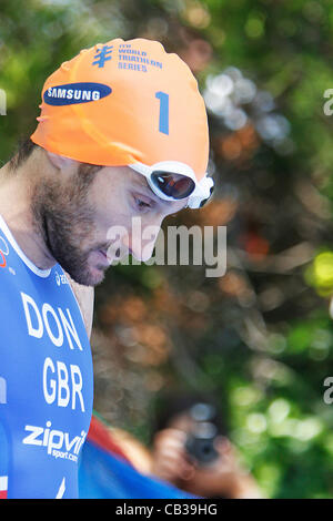 27.05.2012. Madrid, Espagne. Triathlon ITU World Series - Championnat du monde de triathlon (Campeonato del mundo de triatlon) Hommes Elite Series - Tim Don à partir de la Grande-Bretagne Banque D'Images