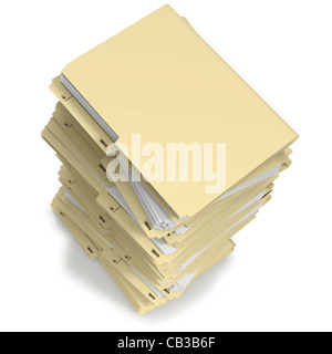 Pile de dossiers de Manille sur fond blanc Banque D'Images