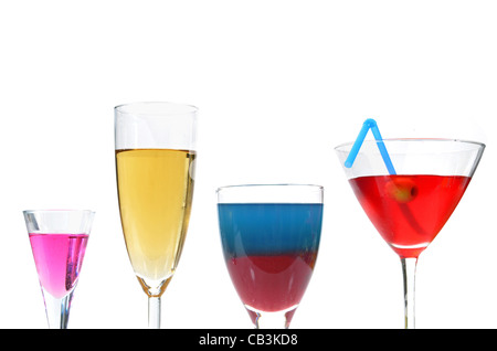 Différents types de boissons et cocktails champagne Banque D'Images