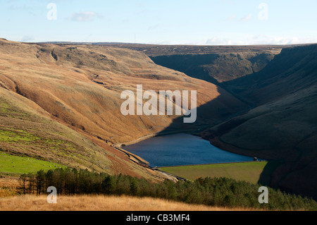 Tameside Moor et Greenfield réservoir, Bellevue, district d'Oldham, Greater Manchester, Angleterre, RU Banque D'Images